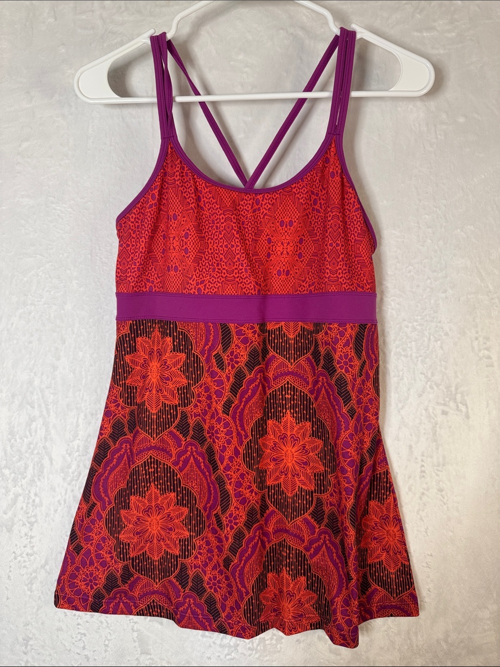 Prana Red & Purple Patterned Strappy Tank Medium